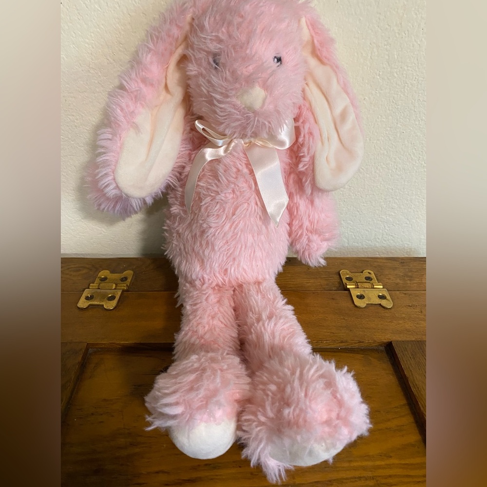 Kellytoy Pink Plush Bunny Rabbit Rattle Embroidered Eyes 16”